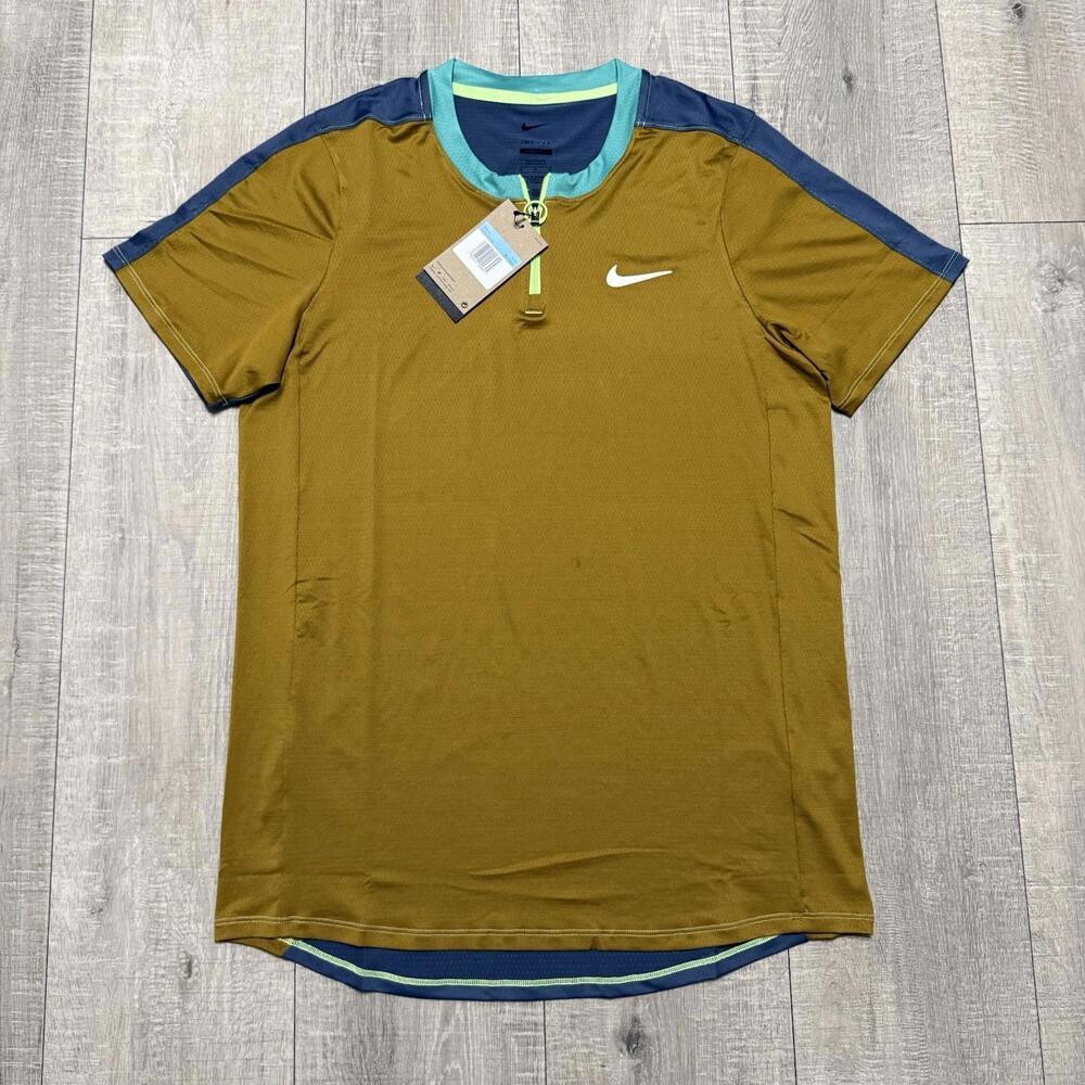 Nike Court Dri-Fit Advantage Tennis Shirt Slim Fat Green DR6510 716 Size Medium